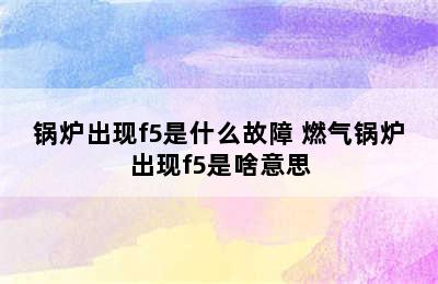 锅炉出现f5是什么故障 燃气锅炉出现f5是啥意思